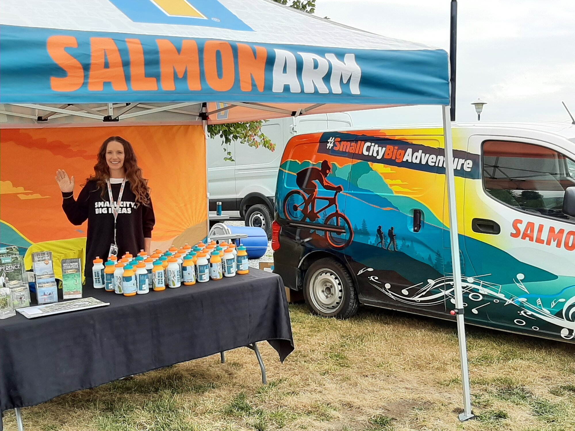 The Salmon Arm Mobile Outreach van and information tent set up at a community event